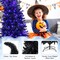 7 Feet Pre-Lit Black Halloween Tree with 400 LED Lights 1050 Tips Hinged Branches and Metal Base